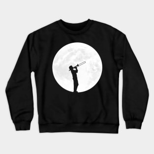 Trombone Player in Full Moon Crewneck Sweatshirt